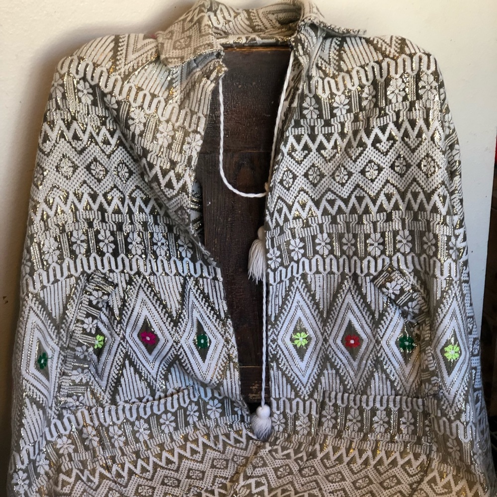 Vintage sparkly and neon shawl/sweater with fringe